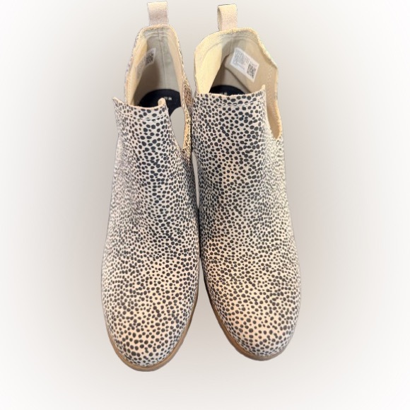 TOMS Wedge Booties Women’s 12 Cheetah Print Slip On Ankle Boots Tan Excellent - Picture 3 of 8